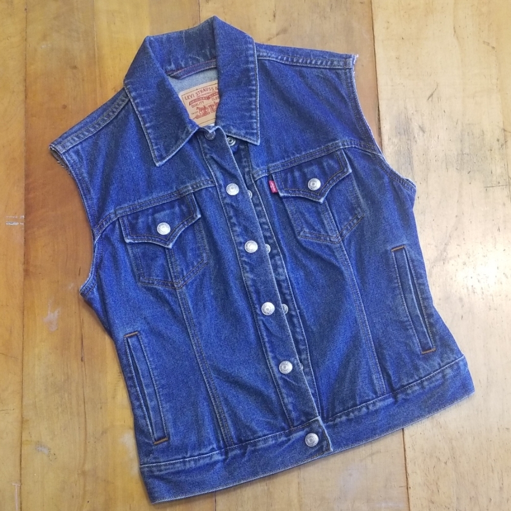 Levi Stauss Denim Vest "Cut" Size Small